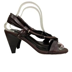 DONALD J Pilner Tavish Sandal Soft Leather Slingback Strappy Brown Women Sz 7.5M